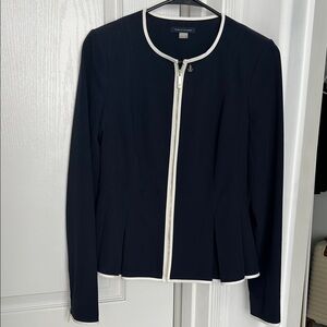 Tommy Hilfiger Women's Navy Blazer with White Trim